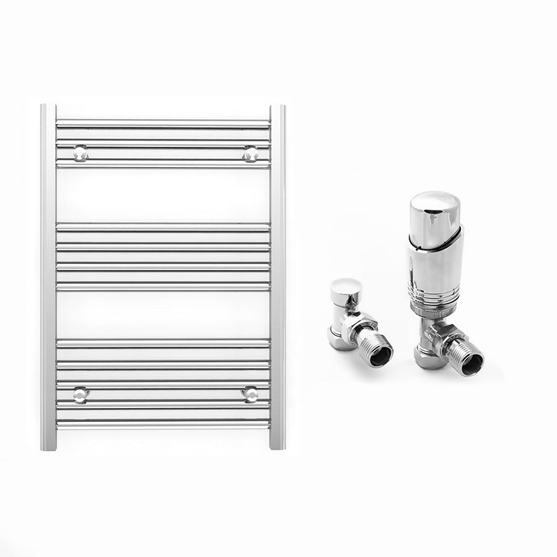 Small 550mm x 700mm Straight Chrome Heated Towel Rail Radiator