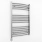 600mm x 800mm Curved Chrome Electric Pre-Filled Heated Towel Rail Radiator