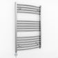 600mm x 800mm Curved Chrome Electric Pre-Filled Heated Towel Rail Radiator