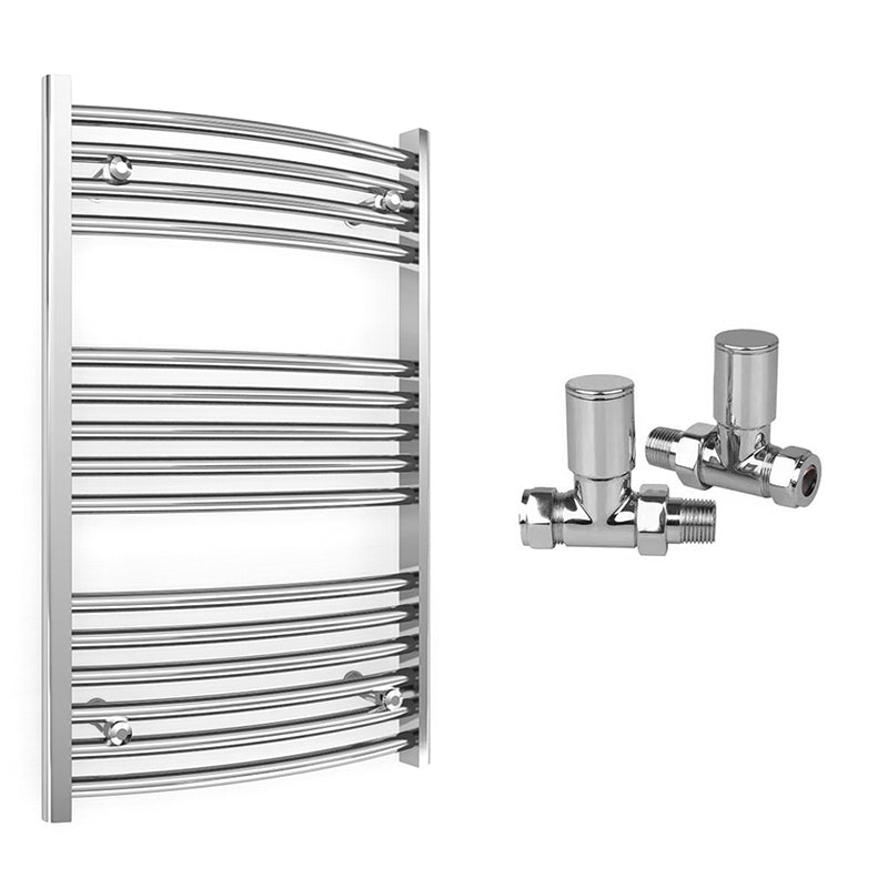 500mm Wide - Curved Heated Towel Rail Radiator Chrome - Straight