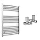 600mm x 800mm Curved Chrome Heated Towel Rail Radiator