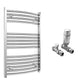 400mm Wide - Curved Heated Towel Rail Radiator Chrome - Straight