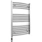 600mm x 800mm Curved Chrome Electric Pre-Filled Heated Towel Rail Radiator