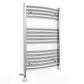 Small Dual Fuel 550mm x 800mm Curved Chrome Heated Towel Rail Radiator- (incl. Valves + Electric Heating Kit)
