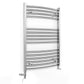 Small Dual Fuel 500mm x 800mm Curved Chrome Heated Towel Rail Radiator- (incl. Valves + Electric Heating Kit)