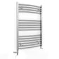 Dual Fuel - 700mm Wide - Curved Chrome- Heated Towel Rail Radiator - (incl. Valves + Electric Heating Kit)