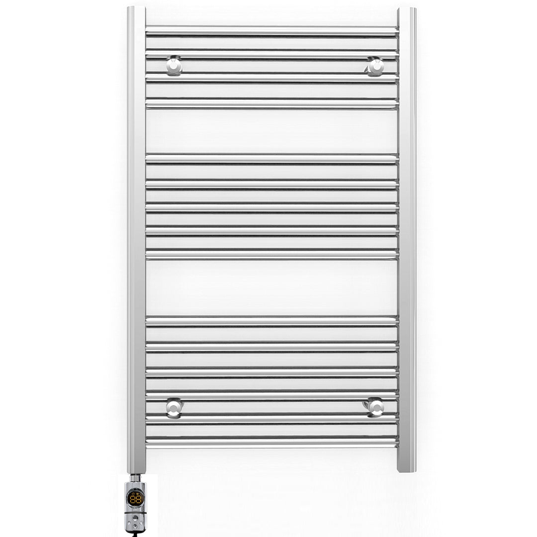 Small 500mm x 800mm Straight Chrome Electric Pre-Filled Heated Towel Rail Radiator