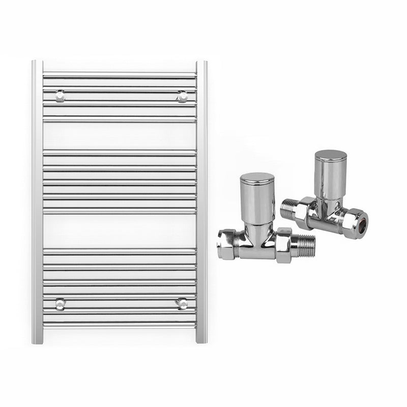 Small 500mm x 800mm Straight Chrome Heated Towel Rail Radiator