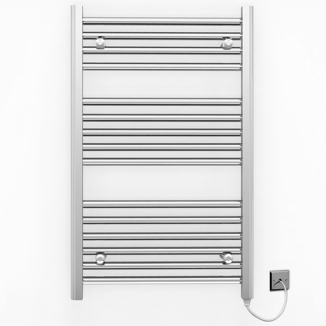 550mm Wide - Electric Heated Towel Rail Radiator - Flat Chrome - Straight