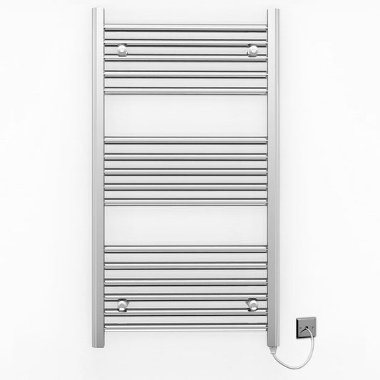 Small 550mm x 900mm Straight Chrome Electric Pre-Filled Heated Towel Rail Radiator