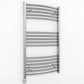 600mm x 900mm Curved Chrome Electric Pre-Filled Heated Towel Rail Radiator