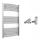 400mm Wide - Curved Heated Towel Rail Radiator Chrome - Straight