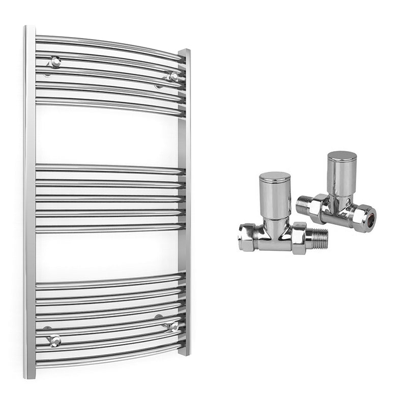 550mm Wide - Curved Heated Towel Rail Radiator Chrome - Straight