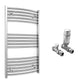 600mm Wide - Curved Heated Towel Rail Radiator Chrome - Straight