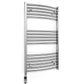 Small 550mm x 900mm Curved Chrome Electric Pre-Filled Heated Towel Rail Radiator