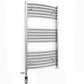 Small Dual Fuel 500mm x 900mm Curved Chrome Heated Towel Rail Radiator- (incl. Valves + Electric Heating Kit)