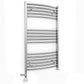 Small Dual Fuel 550mm x 900mm Curved Chrome Heated Towel Rail Radiator- (incl. Valves + Electric Heating Kit)