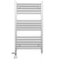 Dual Fuel 600mm x 900mm Straight Chrome  Heated Towel Rail Radiator- (incl. Valves + Electric Heating Kit)