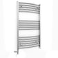 Small Dual Fuel 550mm x 900mm Curved Chrome Heated Towel Rail Radiator- (incl. Valves + Electric Heating Kit)