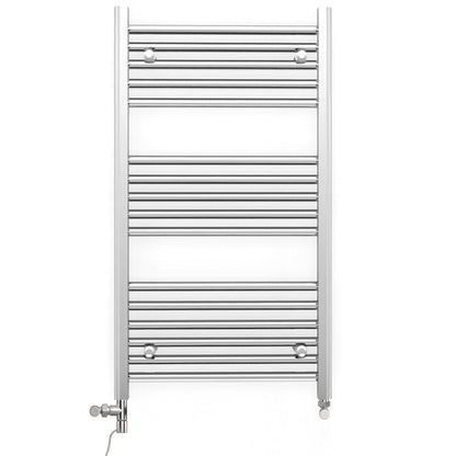 Dual Fuel 600mm x 900mm Straight Chrome  Heated Towel Rail Radiator- (incl. Valves + Electric Heating Kit)