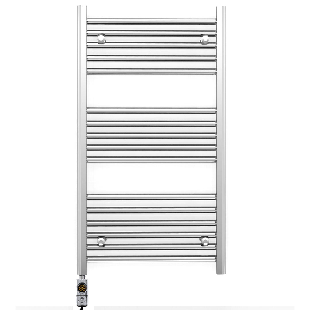 500mm Wide - Electric Heated Towel Rail Radiator - Flat Chrome - Straight