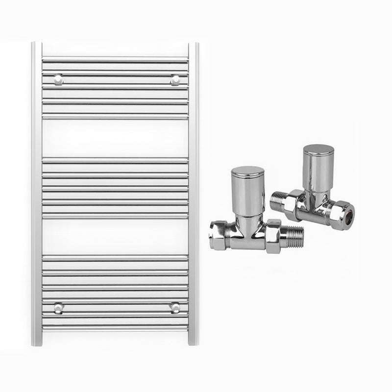 Small 500mm x 900mm Straight Chrome Heated Towel Rail Radiator
