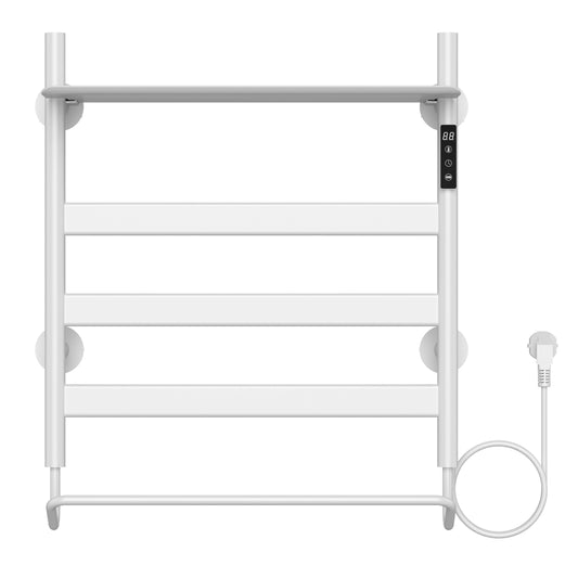 500 x 600mm White Electric Dry Heating Towel Rail Radiator With a Top Shelf GD Model