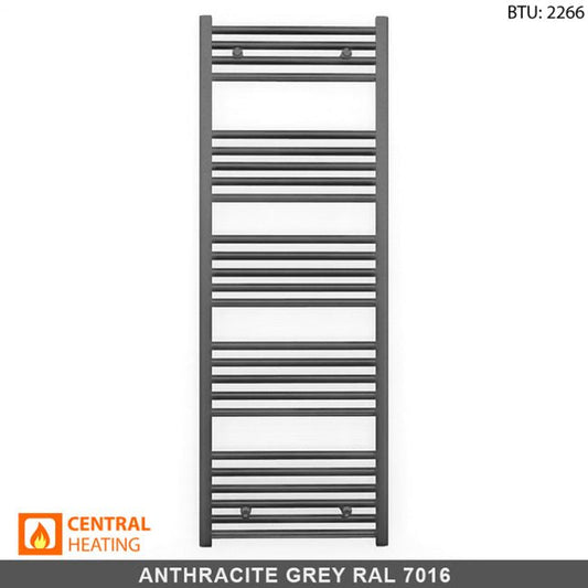 500mm x 1400mm Anthracite Grey Heated Towel Rail Radiator