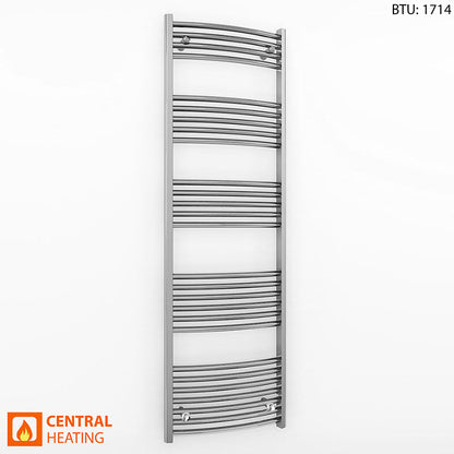 500mm Wide 1600mm High Curved Chrome Heated Towel Rail Radiator 