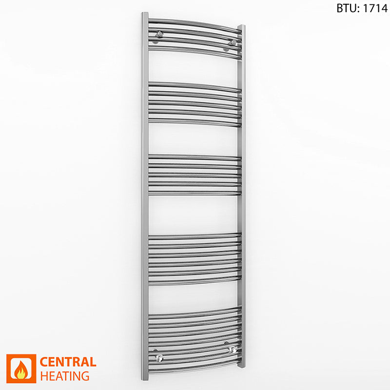 500mm x 1600mm Curved Chrome Heated Towel Rail Radiator