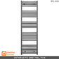 500mm x 1600mm Anthracite Grey Heated Towel Rail Radiator