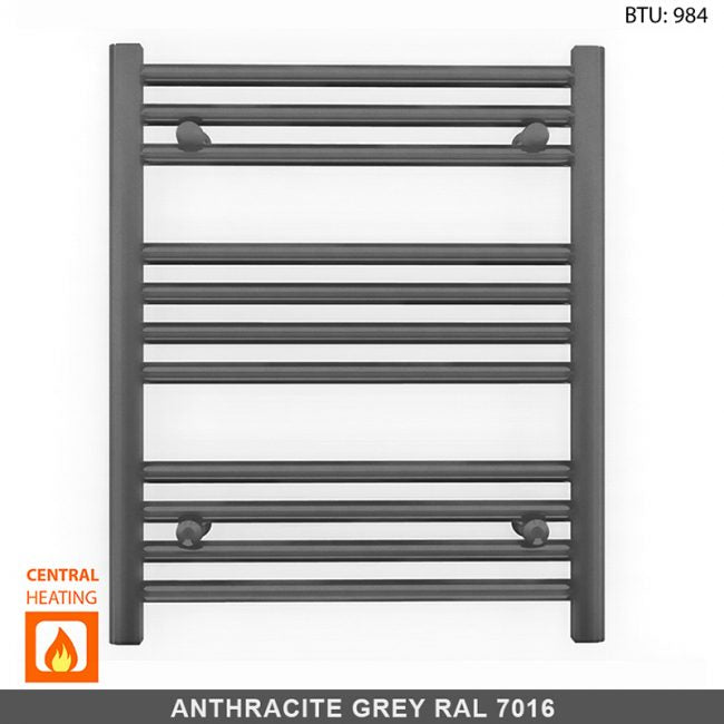 500mm Wide - Heated Towel Rail Radiator - Anthracite Grey - Straight