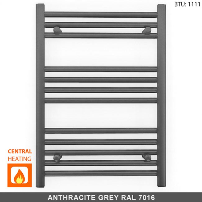 500mm Wide - Heated Towel Rail Radiator - Anthracite Grey - Straight