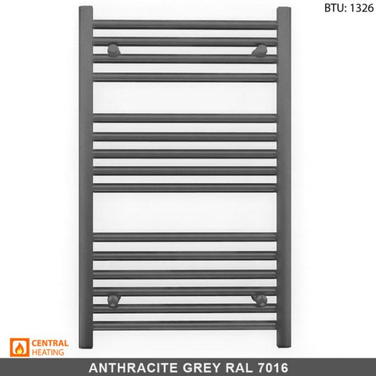 Small 500mm x 800mm Anthracite Grey Heated Towel Rail Radiator