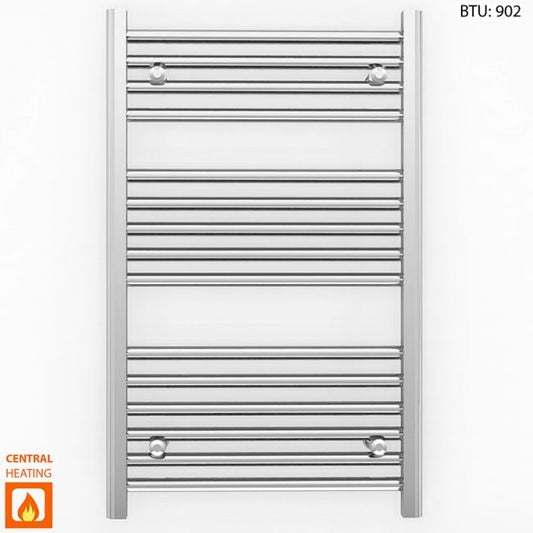 Small 500mm x 800mm Straight Chrome Heated Towel Rail Radiator