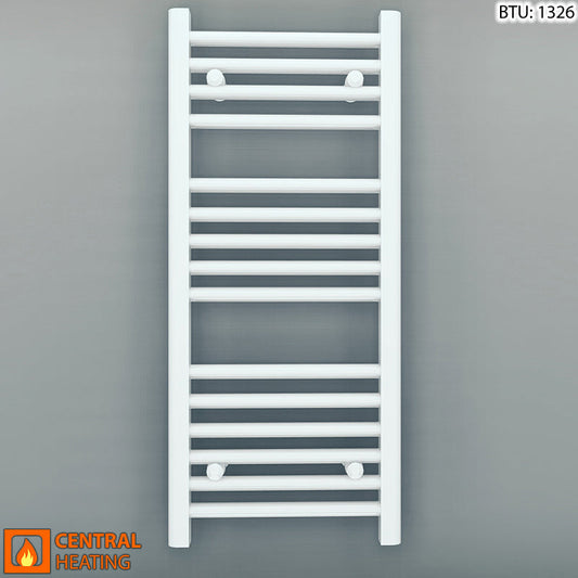 Small 500mm x 800mm Straight White Heated Towel Rail Radiator