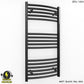 Small 500mm x 900mm Curved Matt Black Electric Pre-Filled Heated Towel Rail Radiator