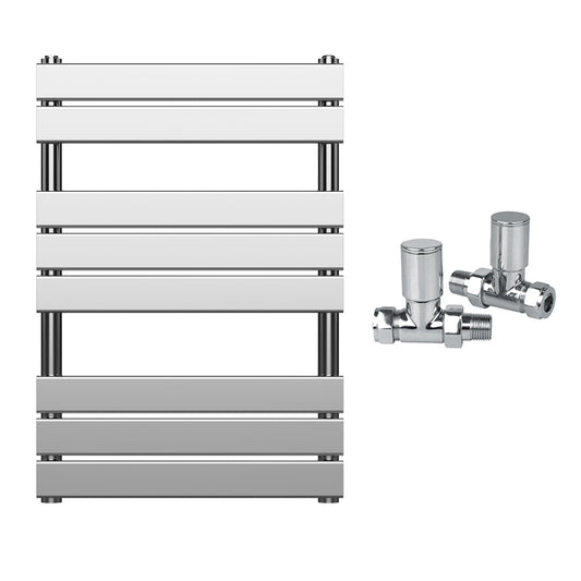550 x 800mm Chrome Designer Bathroom Heated Panel Towel Rail Radiator