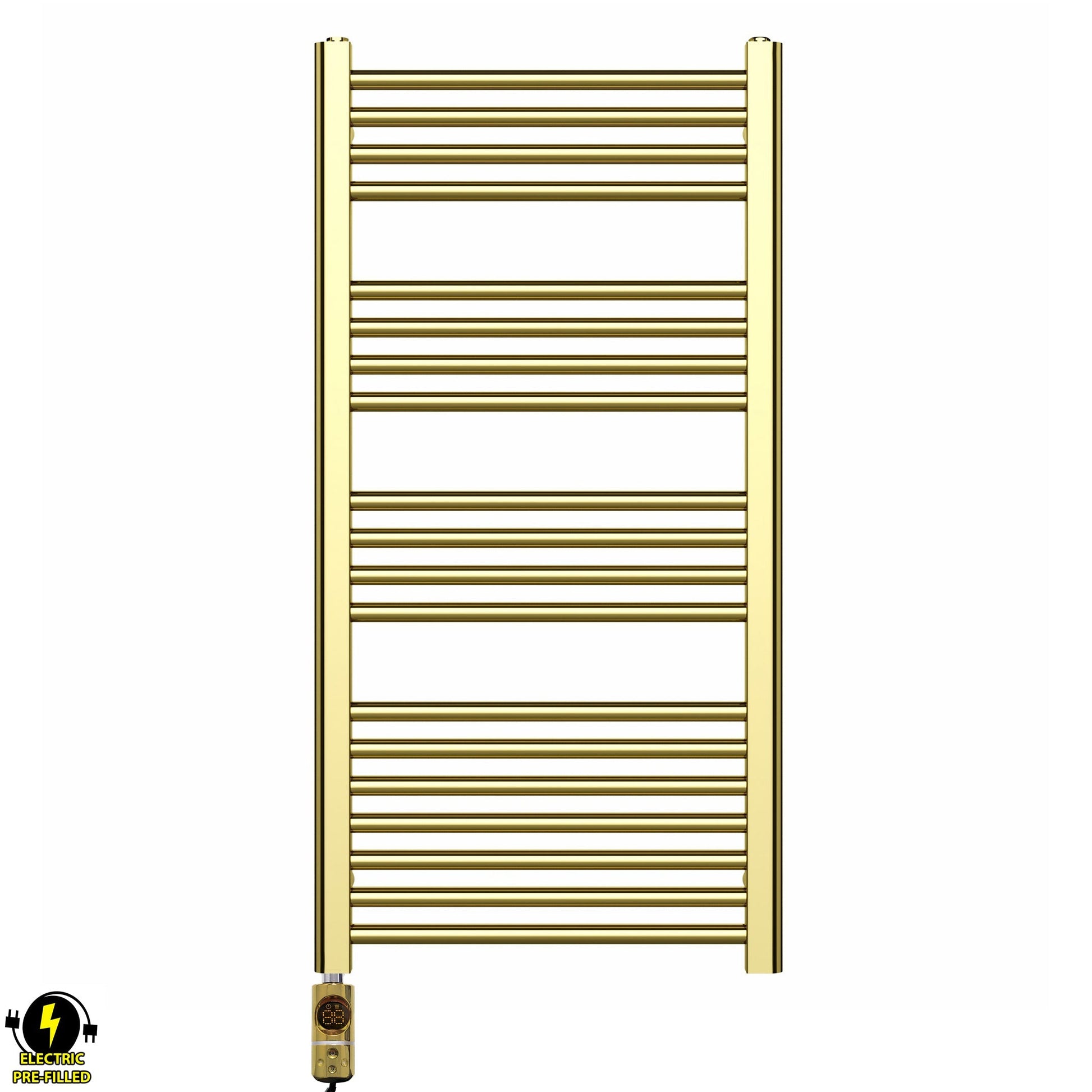 500mm x 1000mm Shiny Gold Electric Pre-Filled Heated Towel Rail Radiator