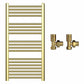 500mm x 1000mm Shiny Gold Heated Towel Rail Radiator