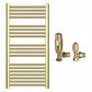 500mm x 1000mm Shiny Gold Heated Towel Rail Radiator