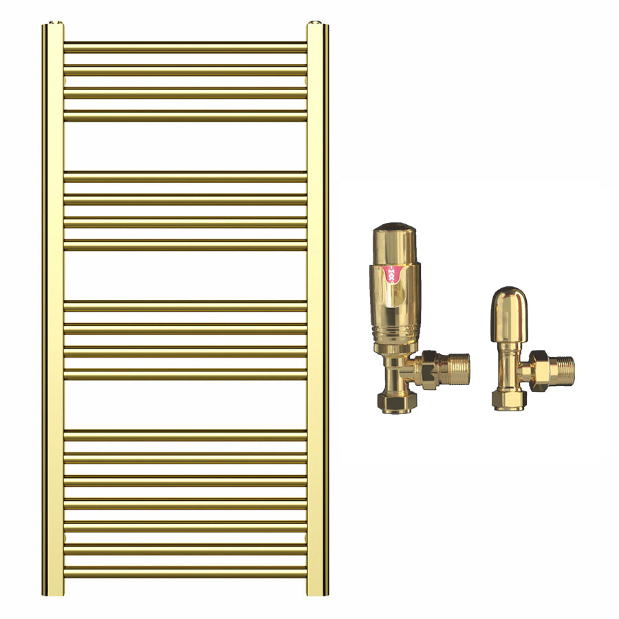500mm x 1000mm Shiny Gold Heated Towel Rail Radiator