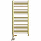 Dual Fuel 500mm x 1000mm Shiny Gold Heated Towel Rail Radiator- (incl. Valves + Electric Heating Kit)