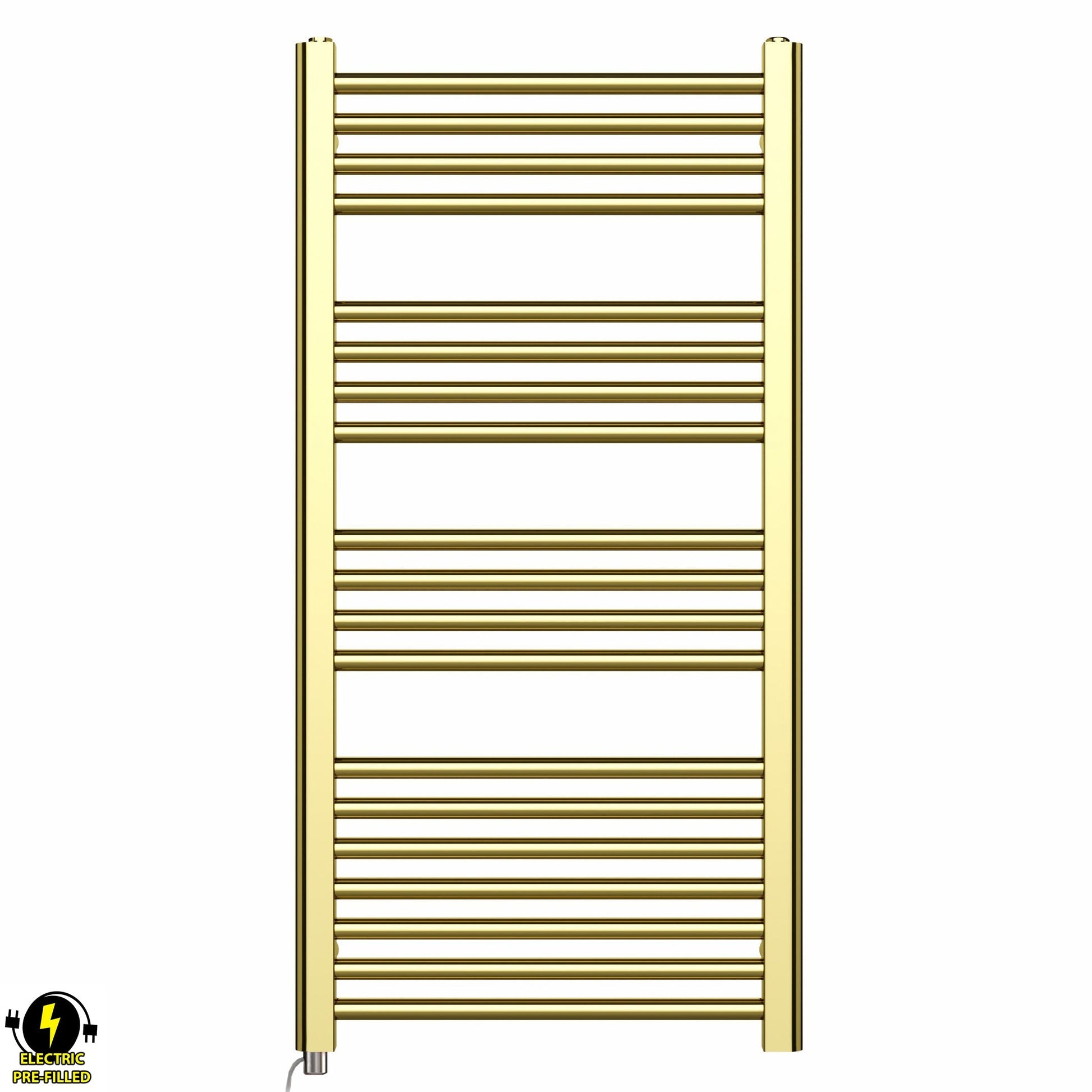 500mm x 1000mm Shiny Gold Electric Pre-Filled Heated Towel Rail Radiator
