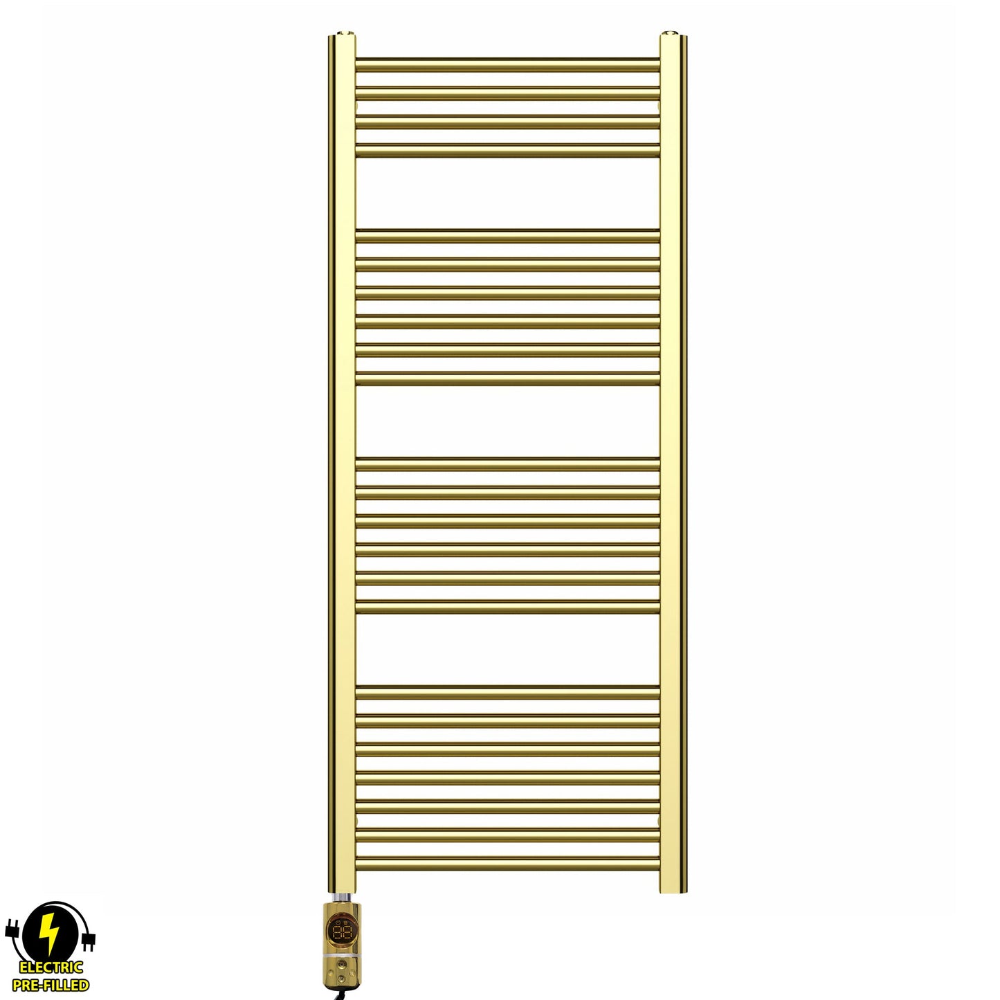 500mm Wide - Electric Heated Towel Rail Radiator - Shiny Gold - Straight