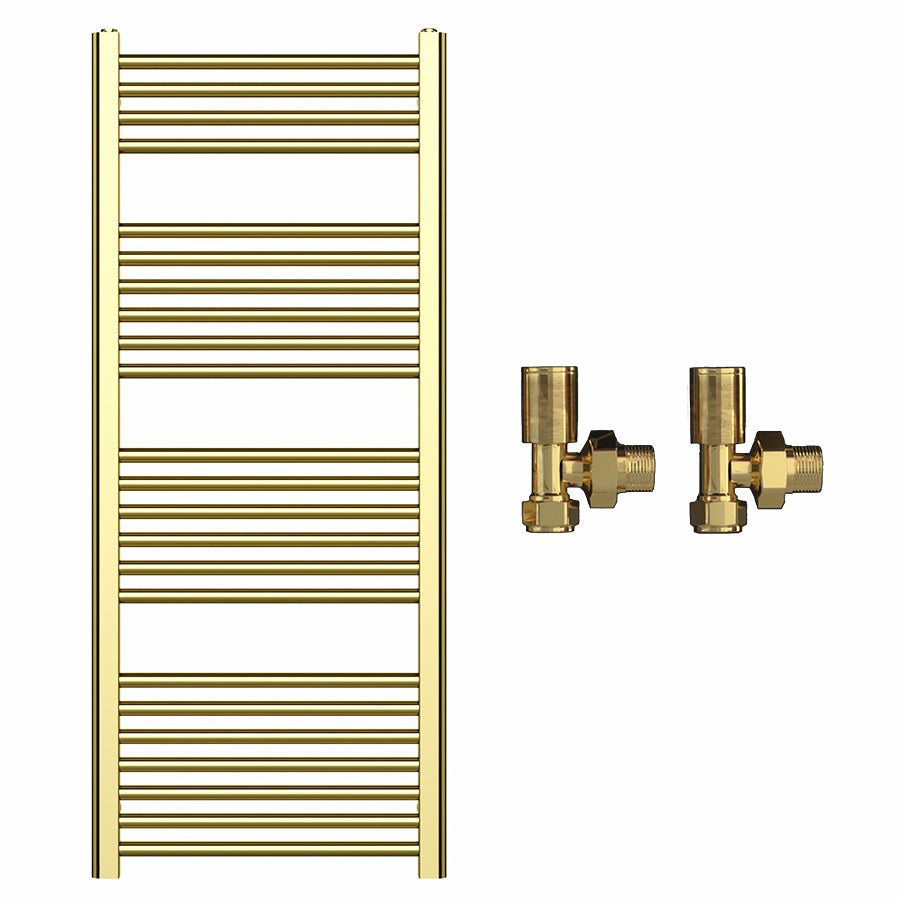 500mm Wide - Heated Towel Rail Radiator - Shiny Gold - Straight