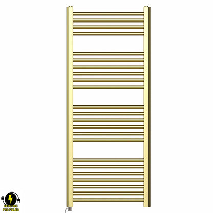 500mm x 1200mm Shiny Gold Electric Pre-Filled Heated Towel Rail Radiator