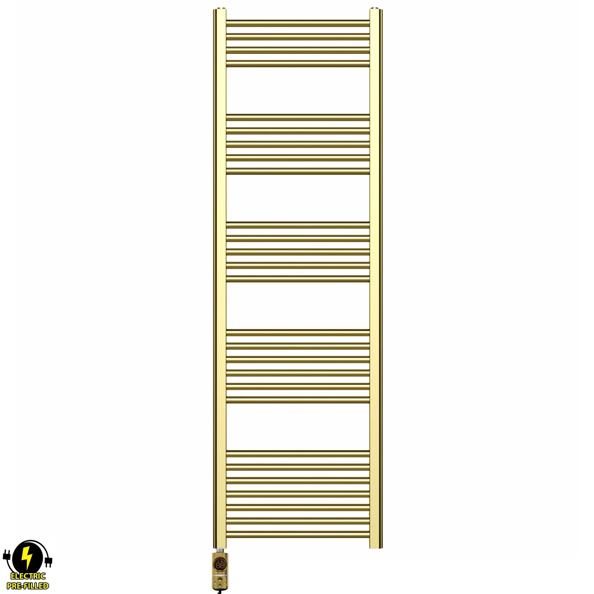 500mm x 1600mm Shiny Gold Electric Pre-Filled Heated Towel Rail Radiator
