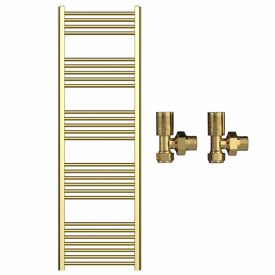 500mm x 1600mm Shiny Gold Heated Towel Rail Radiator