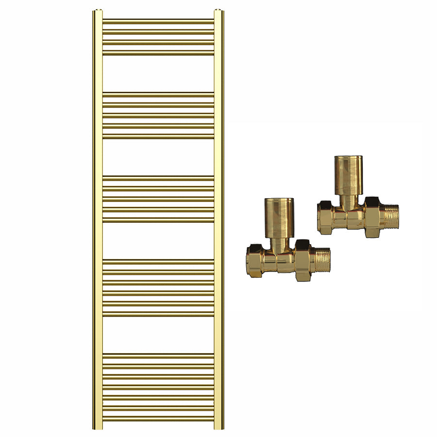 500mm x 1600mm Shiny Gold Heated Towel Rail Radiator